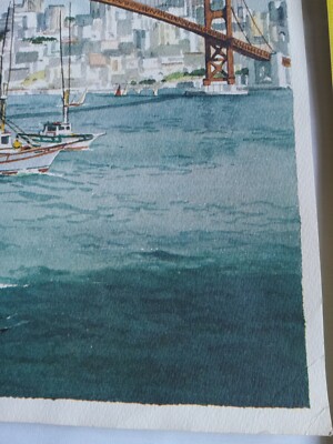James March Phillips 1950年代 アメリカンアート 水彩画 JAMES MARCH PHILLIPS WATERCOLOR SAN FRANCISCO GOLDEN GATE