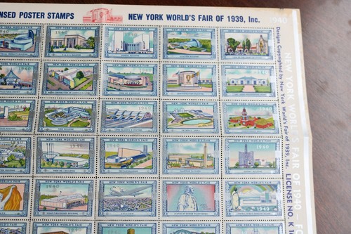 Vintage Poster Stempelblätter NY WORLDS FAIR 1939 & 1940 54 Etiketten je - Bild 5 von 6
