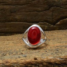 Glorious Red Onyx Gemstone 925 Sterling Silver Handmade Ring All Size