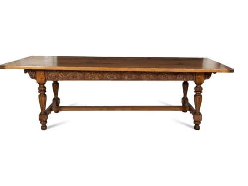 English Solid Oak Large Refractory Dining Table 108 Inches