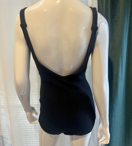 Maurice Handler 1960s One Piece button Strap Waist Detail Wool Knit Swimsuit Vtg - Picture 6 of 19