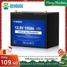 12V 100Ah LiFePO4 Lithium Battery 4000+ Deep Cycle For RV Marine Solar Off-grid