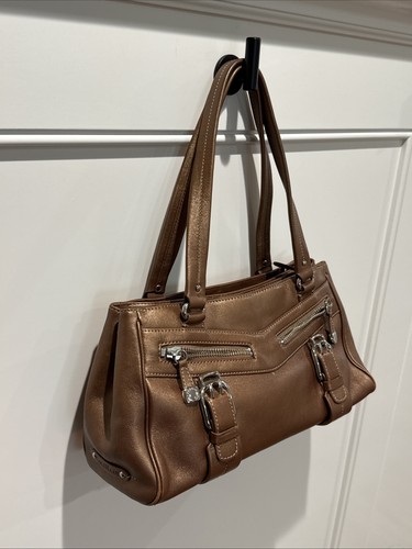 RARE Cole Haan Alexa SU05 Double Handle Shoulder Bag Purse Bronze Metallic Y2K - Picture 5 of 24