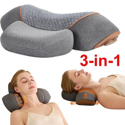 3-in-1 Neck Massager Pillow w/ Heat Portable Hump Corrector for Home Car Office
