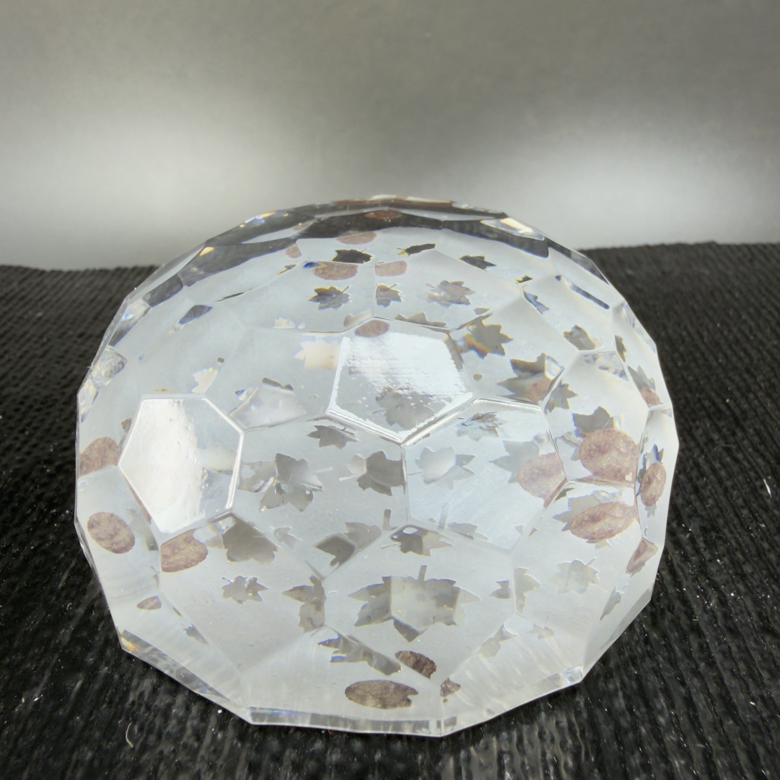 Vintage Tipperary Clear Crystal Leaf Eire Paperweight Faceted Etched Ireland VTG