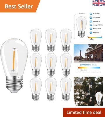 Energieeffiziente S14 E27 1W LED Leuchtmittel - Vintage Style, 10er Pack, nicht dimmbar