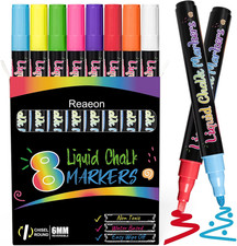 Chalk Markers, Vibrant Color Liquid Chalk Pens, for Chalkboard, Blackboard, Wind