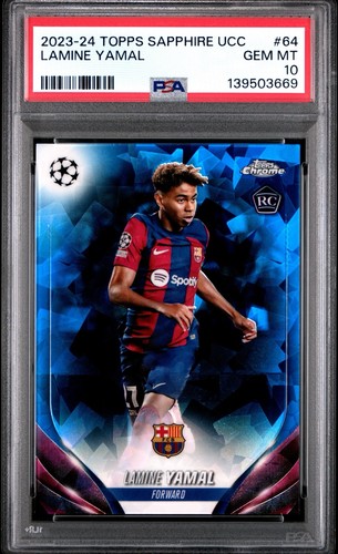LAMINE YAMAL 2023-24 TOPPS CHROME SAPPHIRE UCC UEFA Rookie RC GEM MINT 10