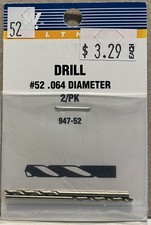 NEW Walthers 947-52 Drill Bits 52 0.064" Diameter 2 pieces FREE US SHIP