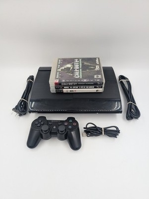PlayStation 3 PS3 Super Slim CECH-4001C 500GB With 3 Games, Controller, Cables