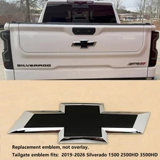 2019+ Tailgate Rear Bowtie Emblem for Chevy Silverado 1500 2500HD Chrome Black