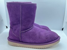 Ugg Koolaburra Boots K Koola Short Girls Size 3 Suede Fur Lined Purple