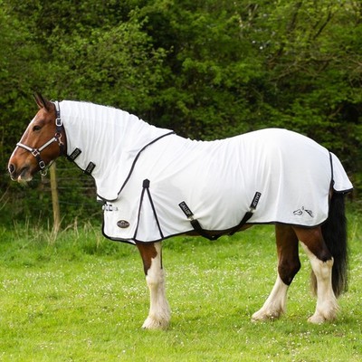 Galopp Dual 5-Punkt atmungsaktive leichte Fliegendecke mit abnehmbarem Hals weiß 5'6-7'0''