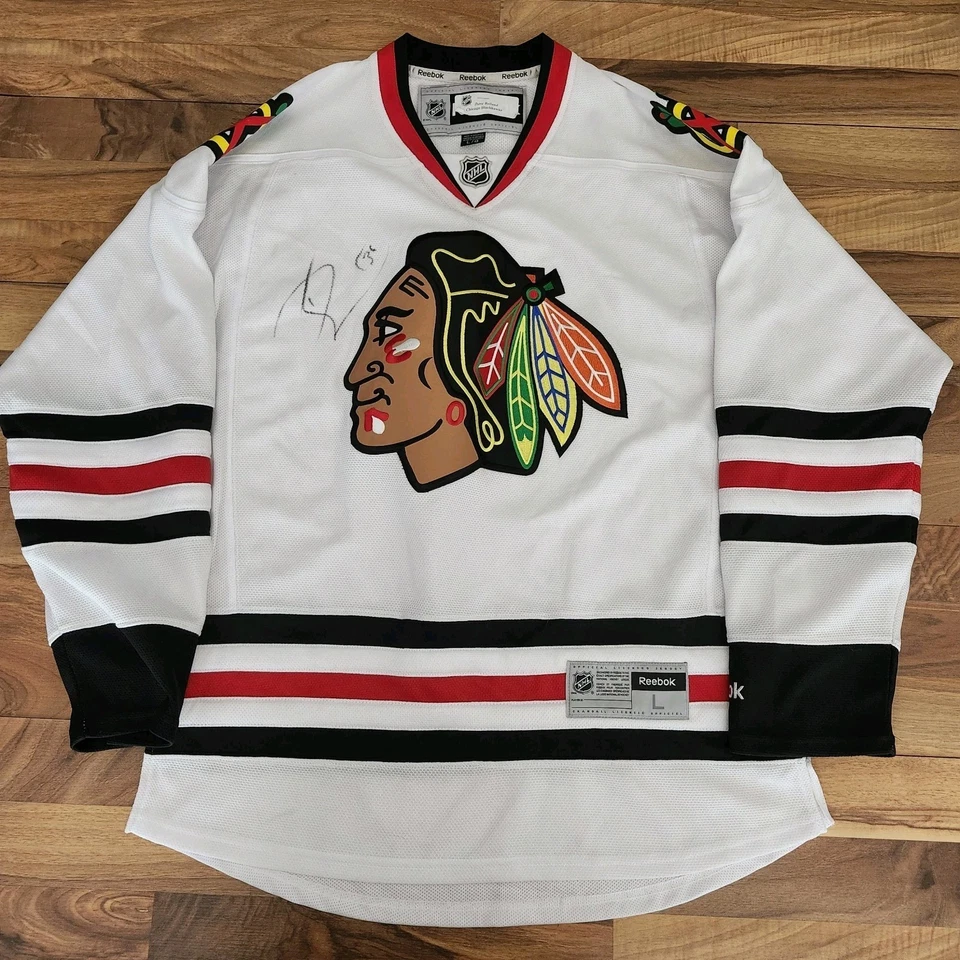 Camiseta deportiva Reebok NHL Chicago Blackhawks firmada por Dave Bolland talla grande Foto 2 de 4