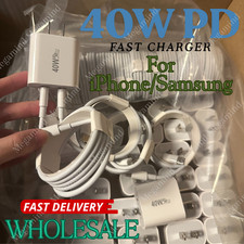 USB C 40W Fast Charger Cube For iPhone 17 16 15 14 13 12 11 PD Type C Cable Lot
