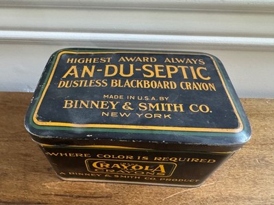 VINTAGE BINNEY & SMITH AN-DU-SEPTIC DUSTLESS BLACKBOARD CRAYON TIN