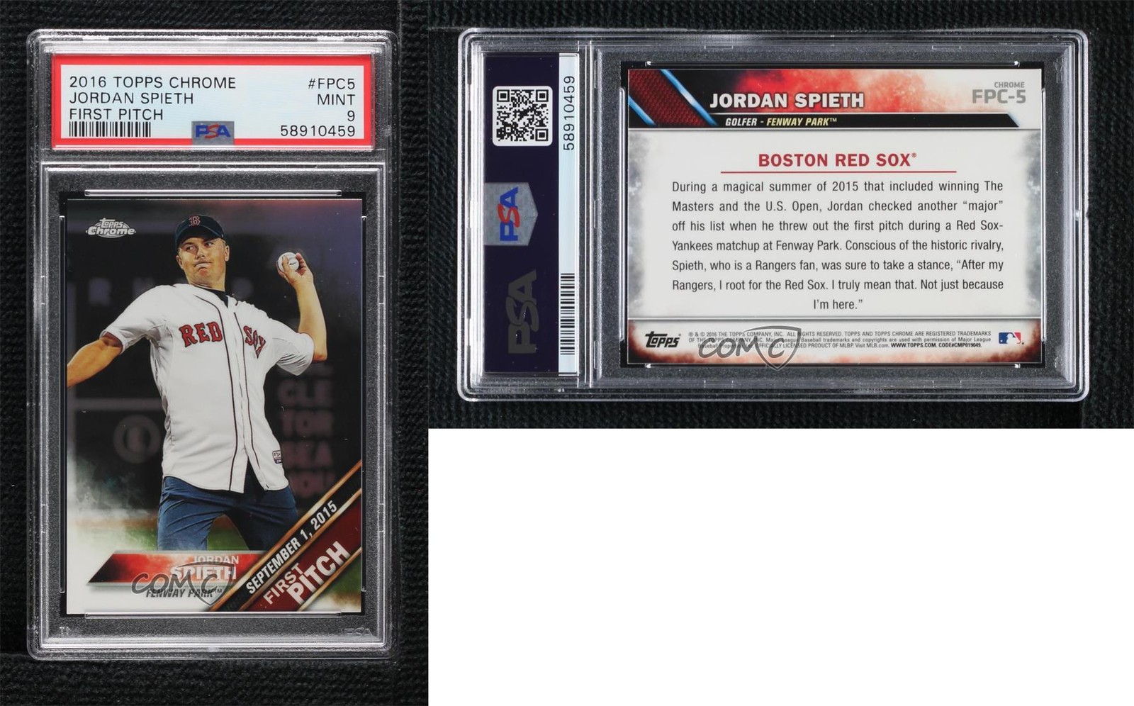 2016 Topps Chrome First Pitch Jordan Spieth #FPC-5 PSA 9 MINT 0c37 view 3