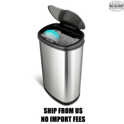 Nine Stars Automatic Kitchen Trash Can, 13 Gallon Stainless Steel, Motion Sensor
