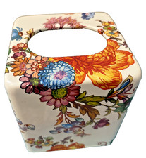 Mackenzie Childs Multi Color Flower Market Tissue Box Cover Perfect 