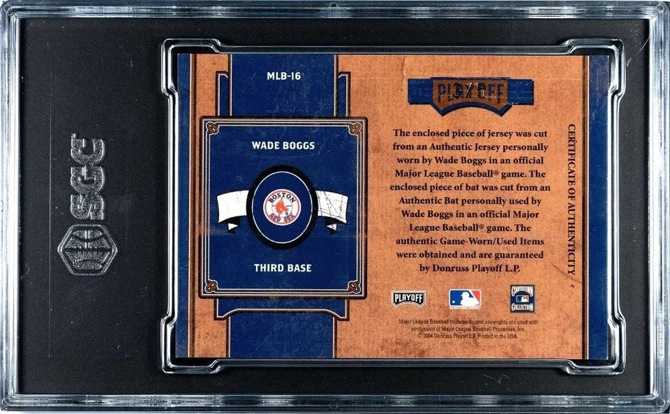 2004 PLAYOFF PRIME CUTS Wade Boggs Jersey Bat Auto SSP /5 Red Sox SGC 9 - Image 2 of 2