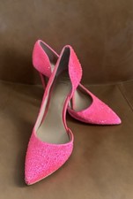 INC International Concepts Pink Rhinestone Pointed Toe Leather Stiletto Pumps 7B