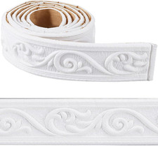 88 X 2 Inch Crown Molding Peel and Stick 3D Flexible Foam Wall Trim White Self A
