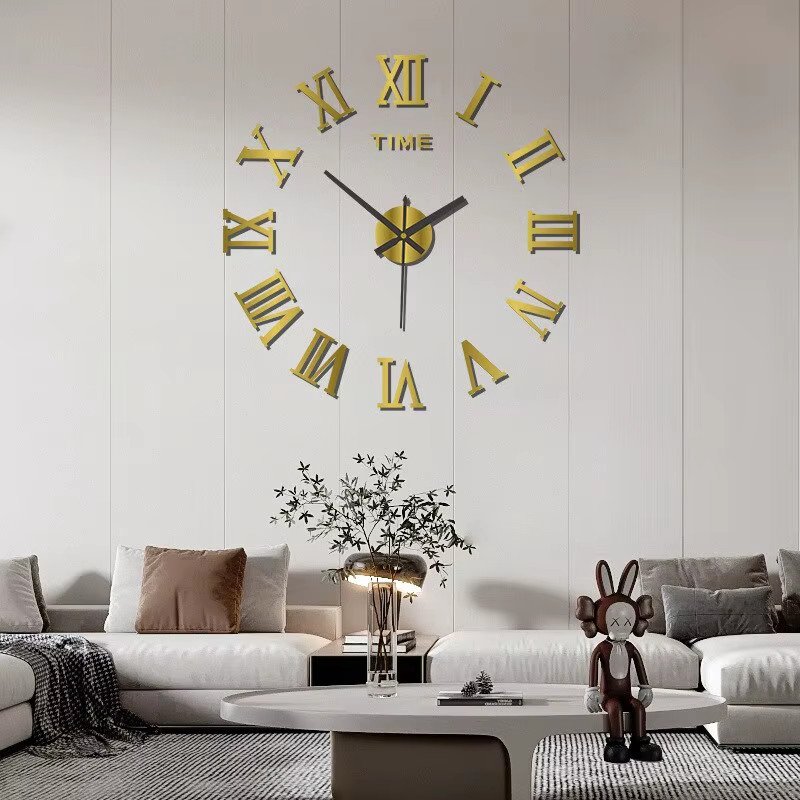 3D Acrylic Digital Wall Clock Roman Numerals Design Mirror Wall Clock Fashion La