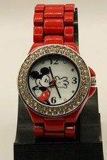 Disney Women's Mickey Mouse Enamel Sparkle Bracelet Watch Rhinestones Brand New