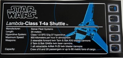 Lego Star Wars UCS Style Sticker for 10212 Lambda-Class T-4a Imperial Shuttle