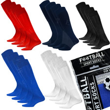 12 Pairs Football Socks Mens Sports Cushioned Everyday Crew Sock Plain ALL Sizes