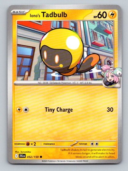 2025 Pokemon Card SV09: Journey Together Iono's Tadbulb 52/159
