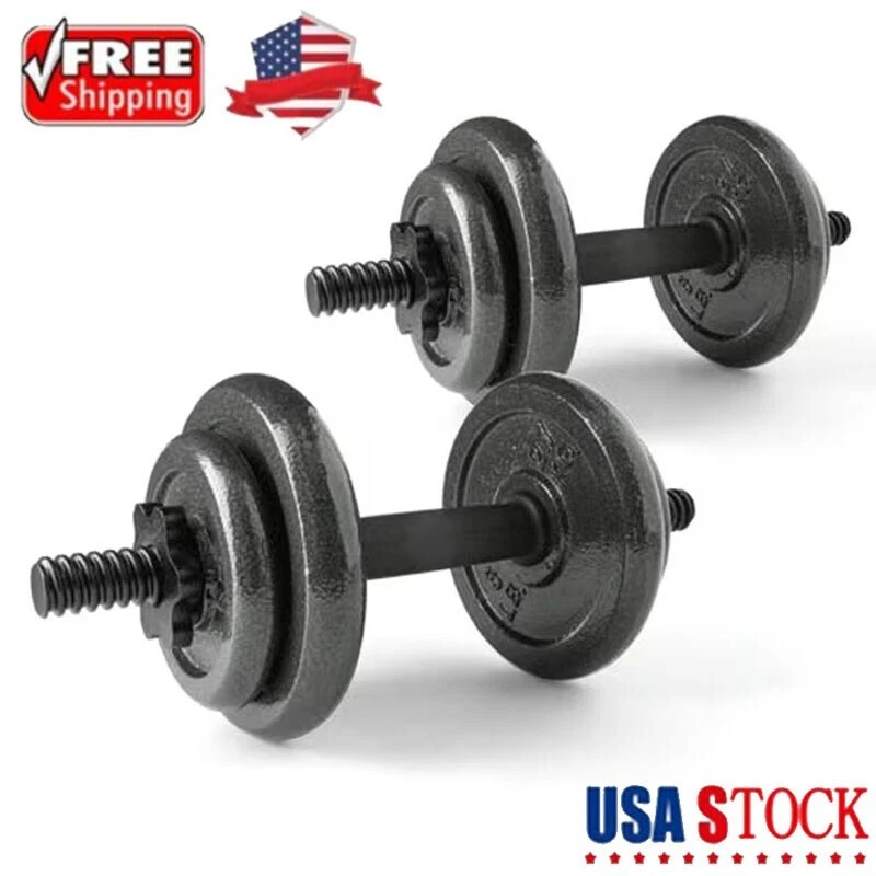 40lb Adjustable Cast Iron Dumbbell Set Strength Training Home Gym Equipment