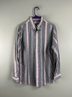 Arrow Dover Mens 16 32 Shirts Oxford Button Up Green Multi Striped Long Sleeve