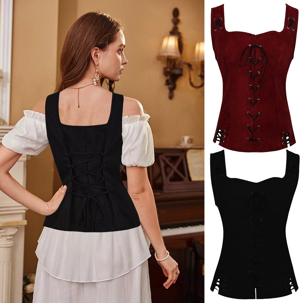 Bruin Suède Vest Dames Renaissance Vest - Steampunk, Suède Look, Vetersluiting | Voor Cosplay, Festivals & Gothic Stijl Steampunk Vest Met Veters