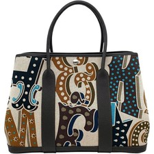 Hermes Garden Party PM Handbag Plume Electric Toile Dark Brown Women Tote Bag 99