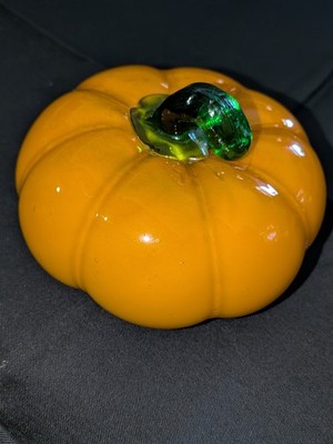  Art Glass Pumpkin, Fall Or Halloween Pumpkin, 6'' In Diameter 