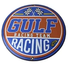 Vintage Gulf Gasoline Sign - Racing Automobile Porcelain Gas Pump Sign