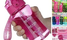 12oz Kids Motivational Water Bottle with Silicone Straw, A-Eggplant 12 Ounces