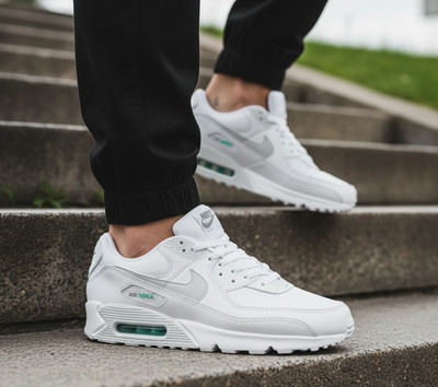 New NIKE Air Max 90 Classic Men's Athletic Sneakers white turqoise all sizes