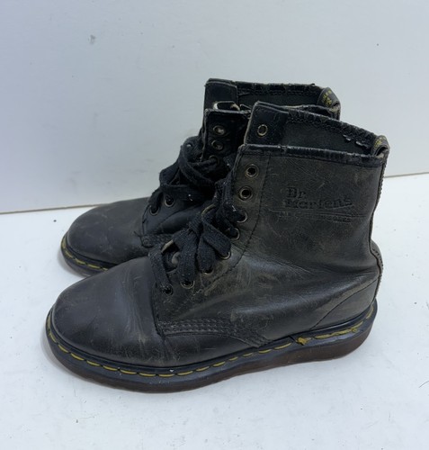 Vintage Dr Martens 101 Boots Women's 8.5 Black Leather 6 Eyelet Combat - Image 1