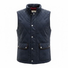 Tommy Bahama Men  s Medium Navy Quilted Vest Red Lining Full Zip Button