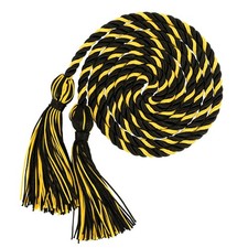 Single Color Graduation Honor Cord 68 Inch Long Black Gold with Tassel