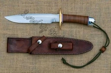 CUSTOM D2 TOOL STEEL  HUNTING SURVIVAL OUTDOOR BOWIE, CAMPING FIXED BLADE BOWIE