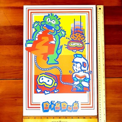 NEW DIG DUG ARCADE Game Sign 12x18'' Wood Vtg 80s Cabinet Style Hanging Wall Art 