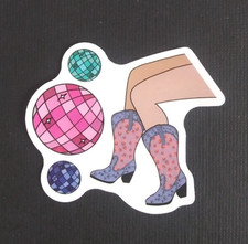 Cowgirl Boots  Disco Balls Western Cowgirl Sticker 2" x 2.25" R 