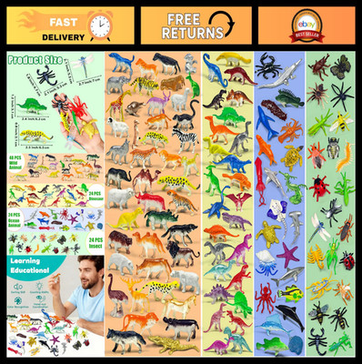 120 Pcs Mini Animal Figures Set - Realistic Jungle, Zoo, Ocean & Insect Toys, Pe