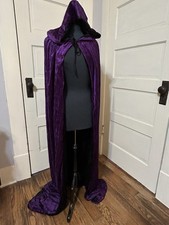 Hooded Cloak Velvet Cape Purple Long Reversible Costume Halloween Mardi Gras 62
