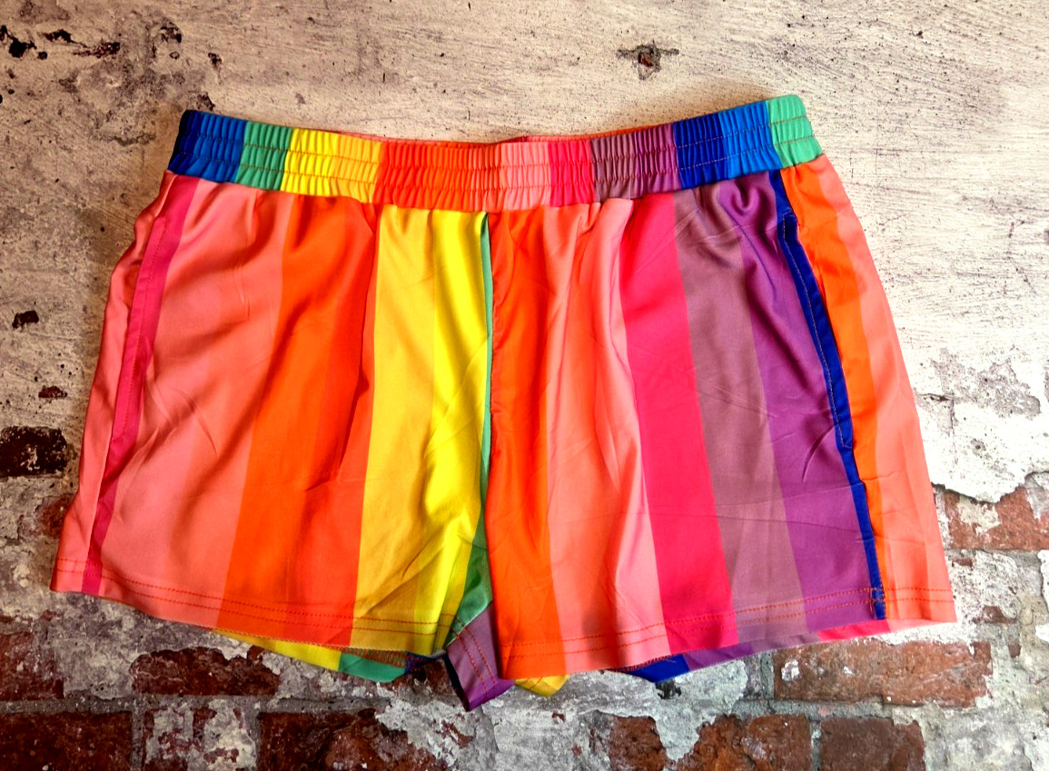 Men’s Pride Rainbow Stripe Shorts – Size Large – Brand New