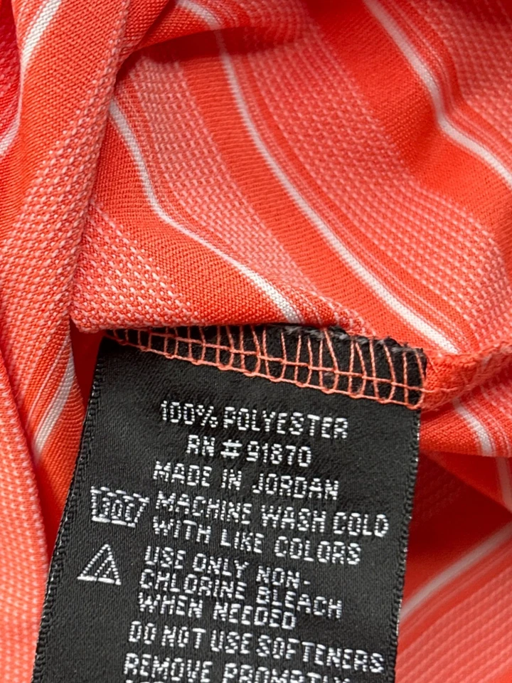 Pebble Beach Striped Polo Shirt Mens Size L Orange White Polyester Golf - Image 4 of 4