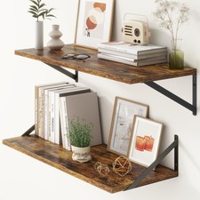 12 Inch Deep Floating Shelves, 30W x 12D Wall Shelves with Brackets, Floating...